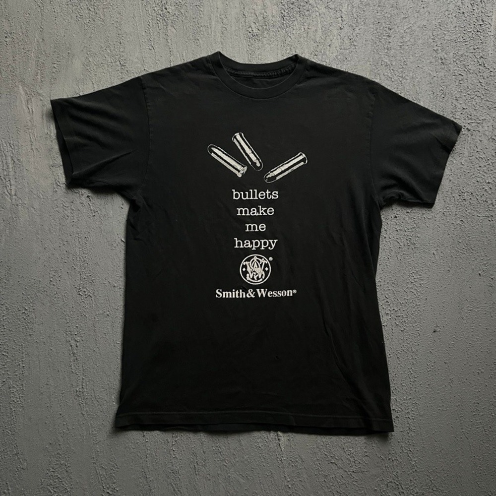 Vintage Smith & Wesson Shirt Medium Black 2000s Bullets‎ Make Me Happy
